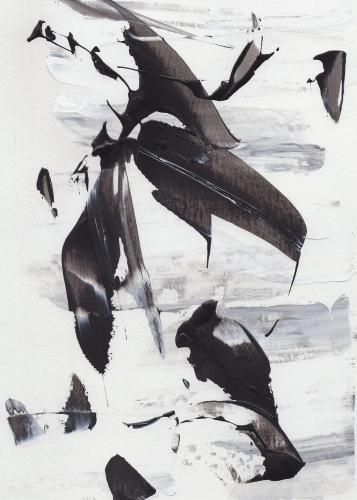 Monochrome Dynamic Brushstrokes | Poster