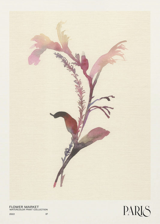 Watercolor print collection. Flower market - Paris | Poster