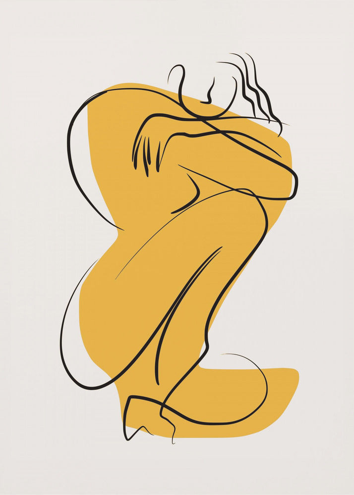 Self Hug Nude In Linear Abstract | Canvas