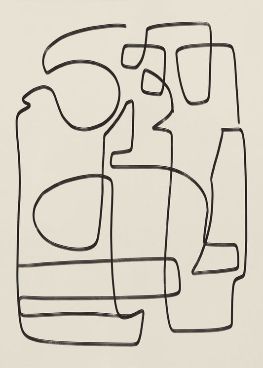 Warm Abstract Line Art Study | Poster