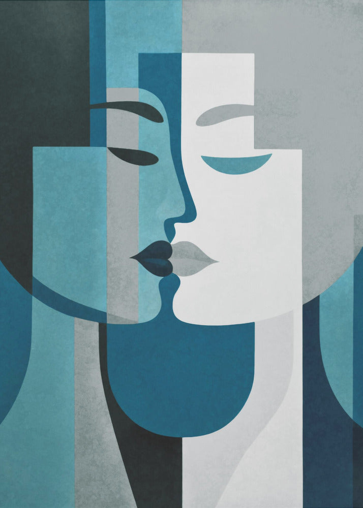 Kiss Me Teal Grey | Poster