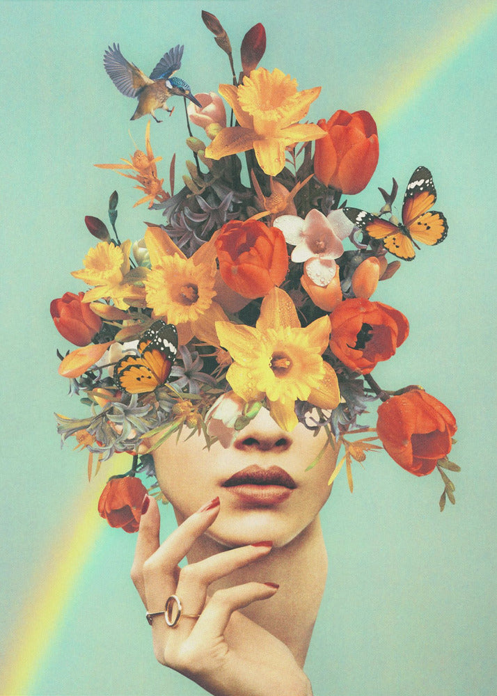 Baby's in bloom - Rainbow, flowers, birds & butterflies | Canvas