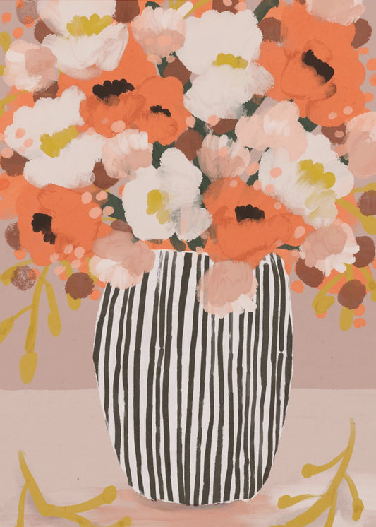 Striped Vase Blooms | Poster