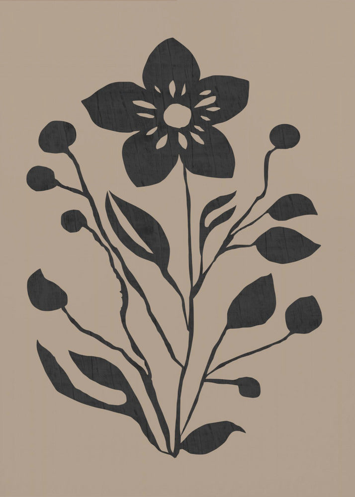 Black Flower Modern Botanical Silhouette | Poster
