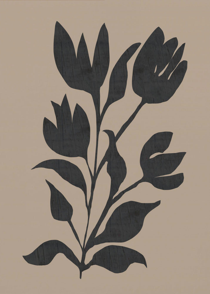 Black Tulips Modern Botanical Silhouette | Poster