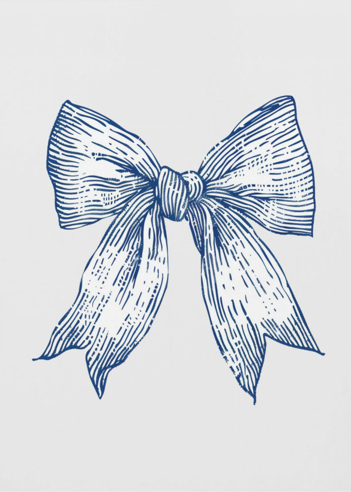 Dark Blue Coastal Striped Bow | Poster