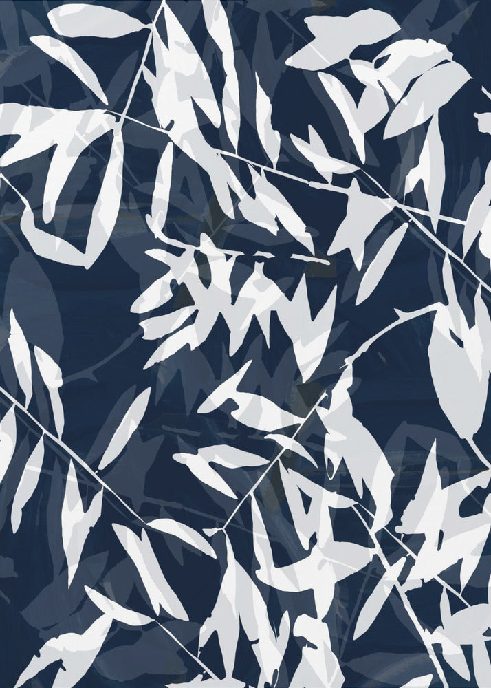 Navy White Bamboo 1 | Canvas