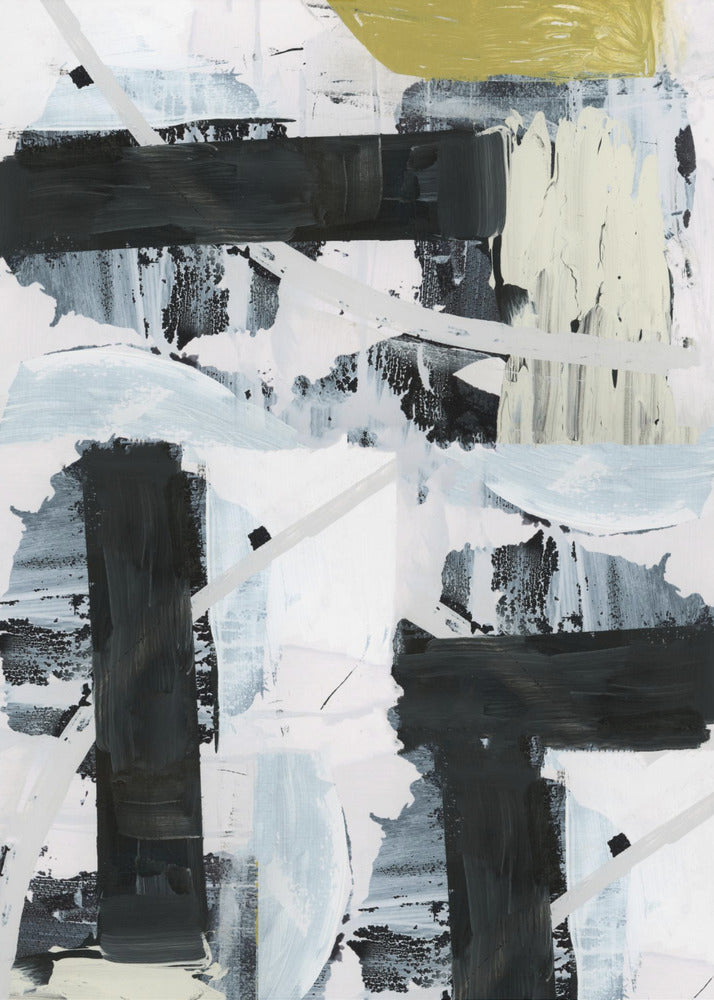 Black and White and Gold Abstract 1 | Poster