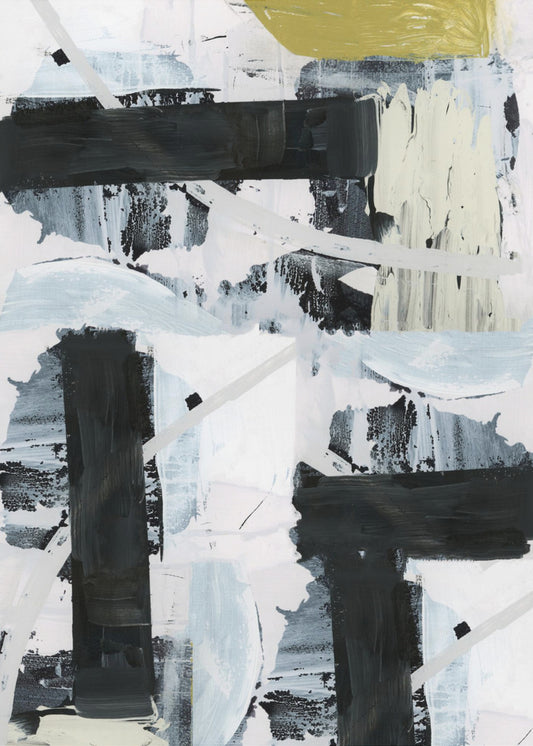 Black and White and Gold Abstract 1 | Poster