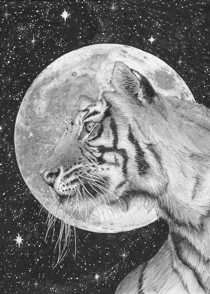 Moon and Tiger Original | Canvas
