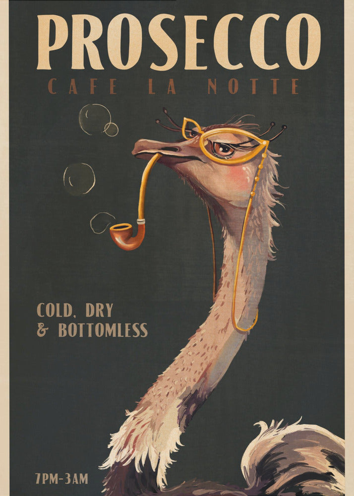Art Deco Prosecco Wall Art Of An Ostrich | Canvas