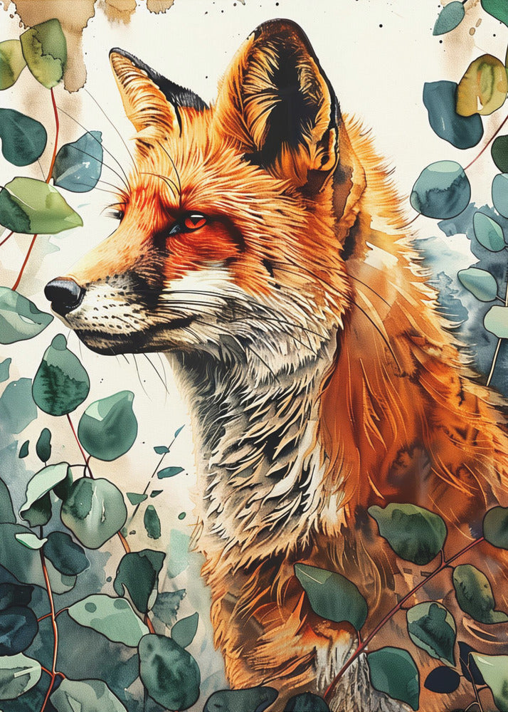 Animal watercolor art Fox 10 | Poster