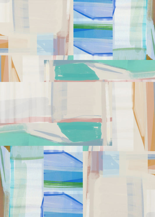 Blue Green Shapes No1 | Poster