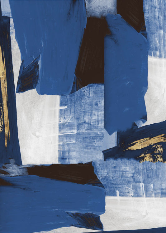 Navy Gold Shapes 1 | Poster