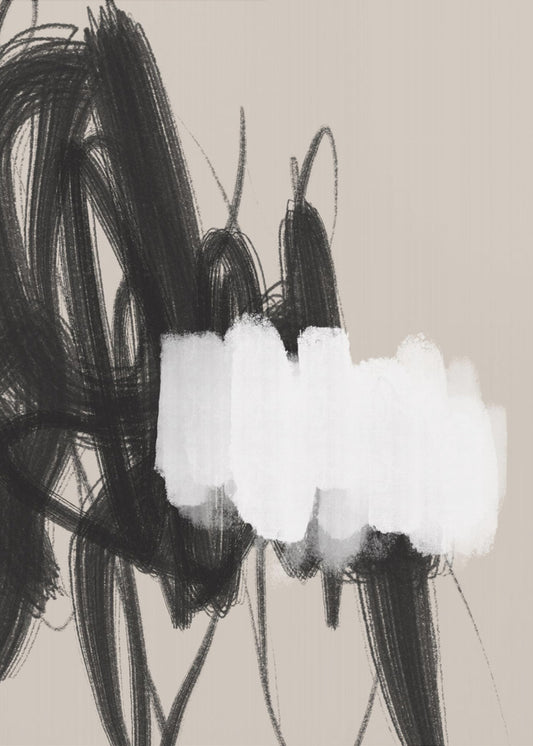 Expressive Black and White Brushstrokes | Poster