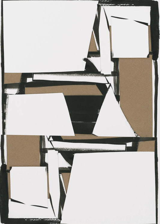 Black and Tan Brown Abstract Art Print | Poster