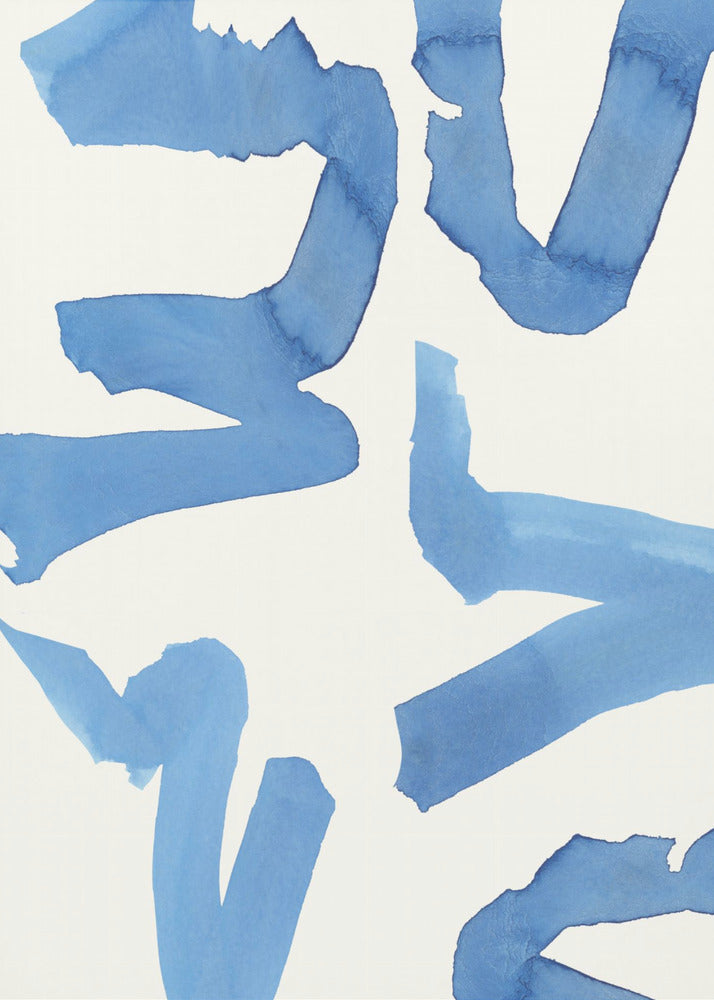 Abstract Blue Brushstrokes Art Print No2 | Canvas