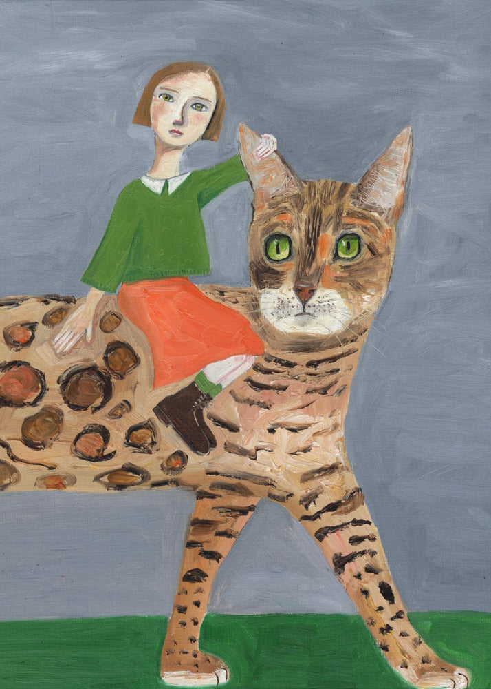 Girl on Bengal Cat | Poster