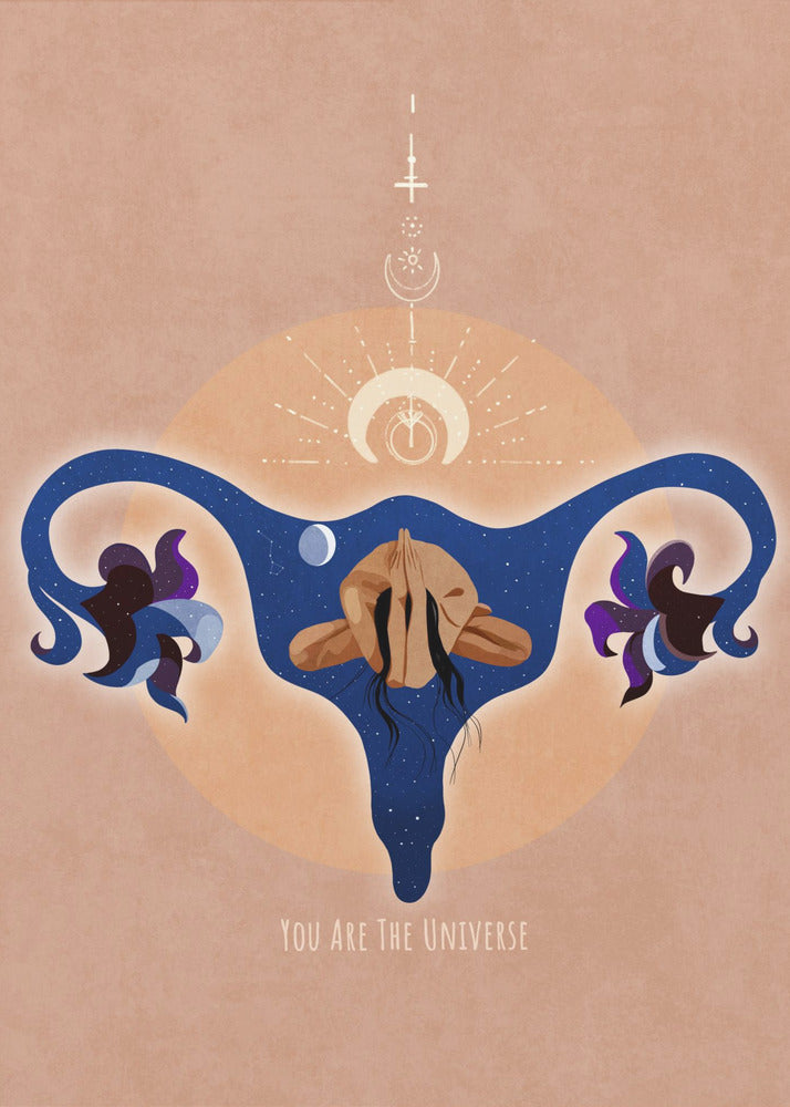 Spiritual, Feminine, Energy, Stars, Moon, Vulva, Meditation, Yoga, and Inspiration Poster Spir 1b | Poster