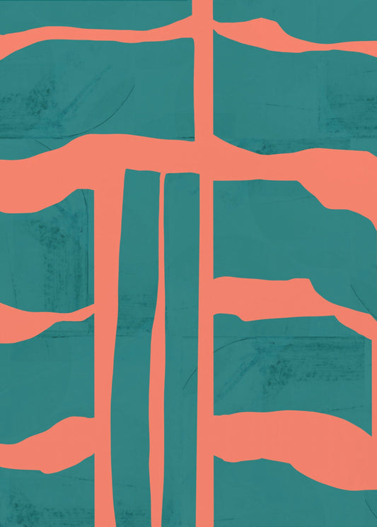 Turquoise & Coral Abstraction 1 | Poster
