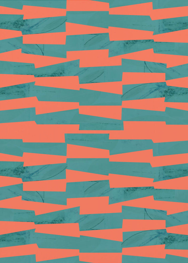Turquoise & Coral Abstraction 9 | Poster
