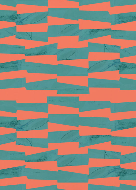 Turquoise & Coral Abstraction 9 | Poster