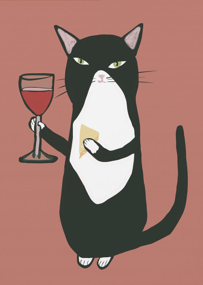 Cat with wine | Poster
