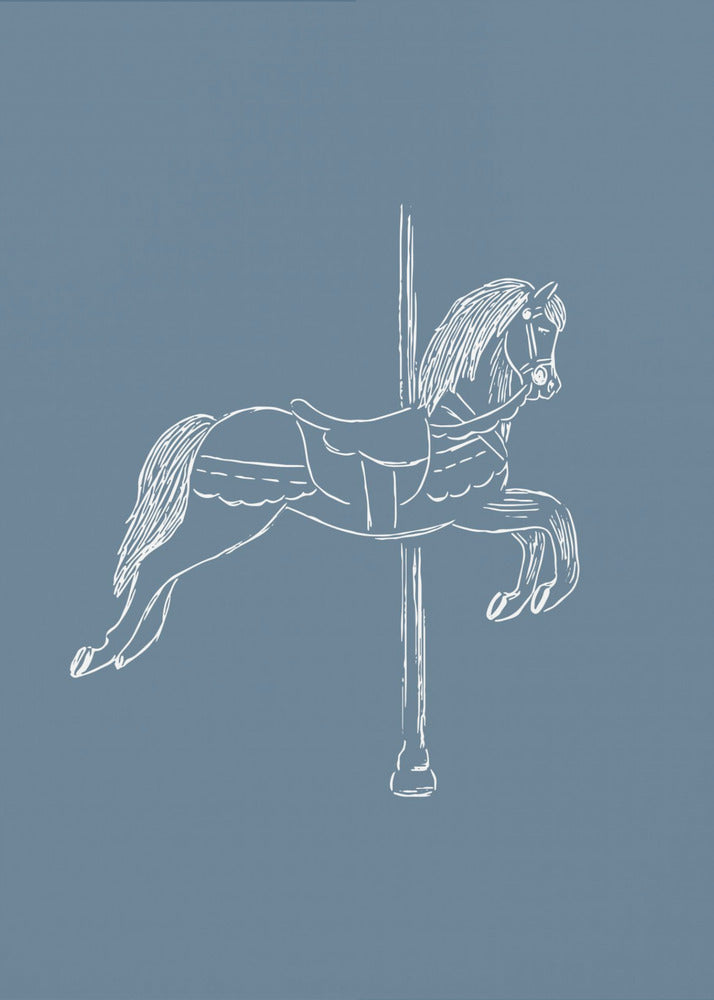 Circus Horse Vintage Blue | Poster
