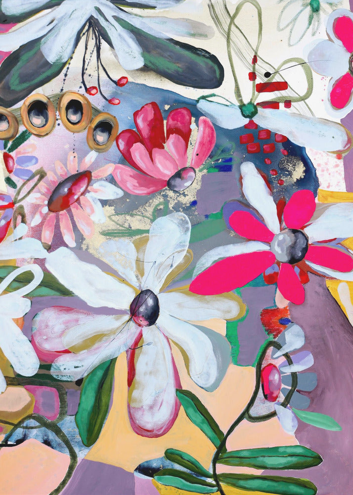 Vibrant Flowers with Bold Pink and White Petals | Canvas