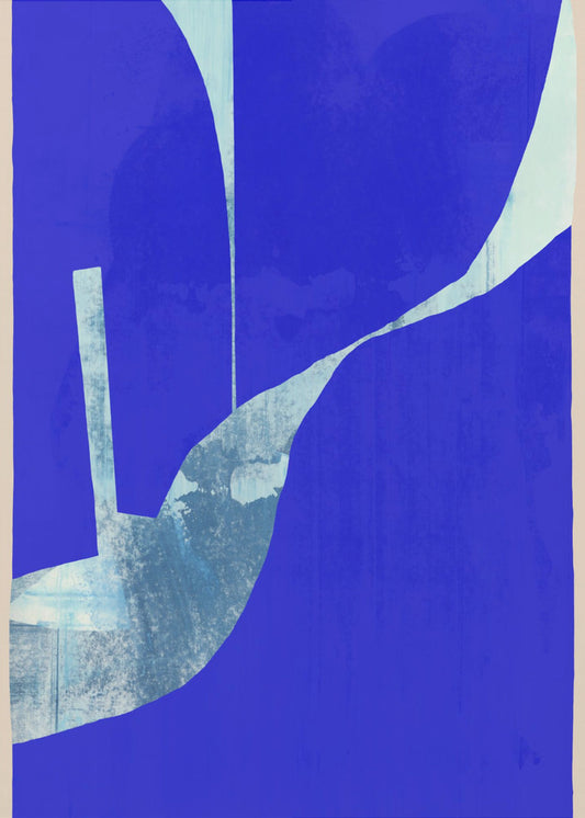 Blue Background With A Dynamic White Curve | Poster