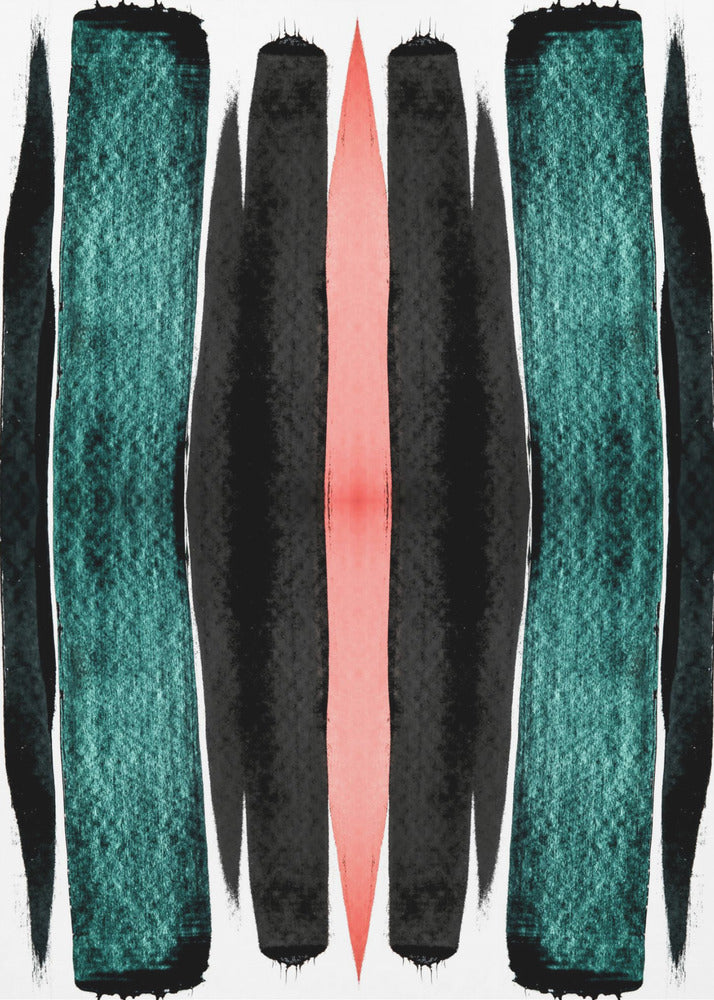 Turquoise And Black Vertical Stripes | Poster
