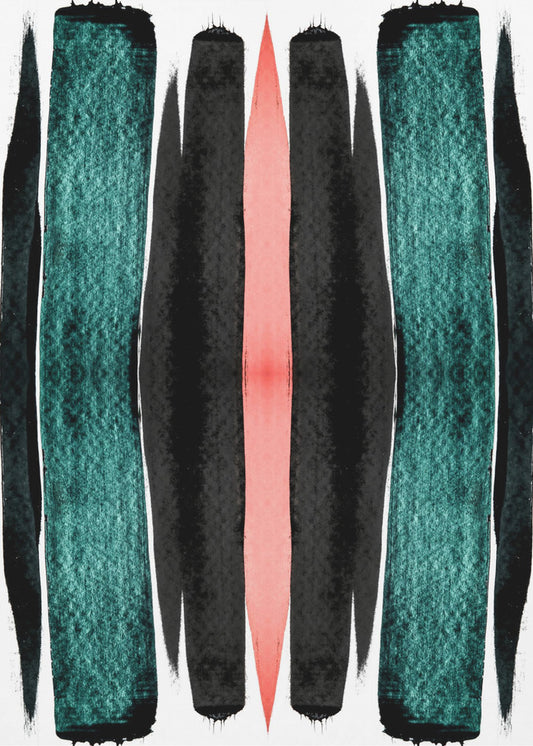 Turquoise And Black Vertical Stripes | Poster