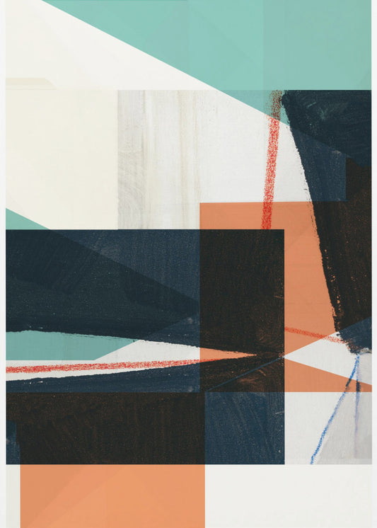 Geometric Shapes In Muted Teal | Poster