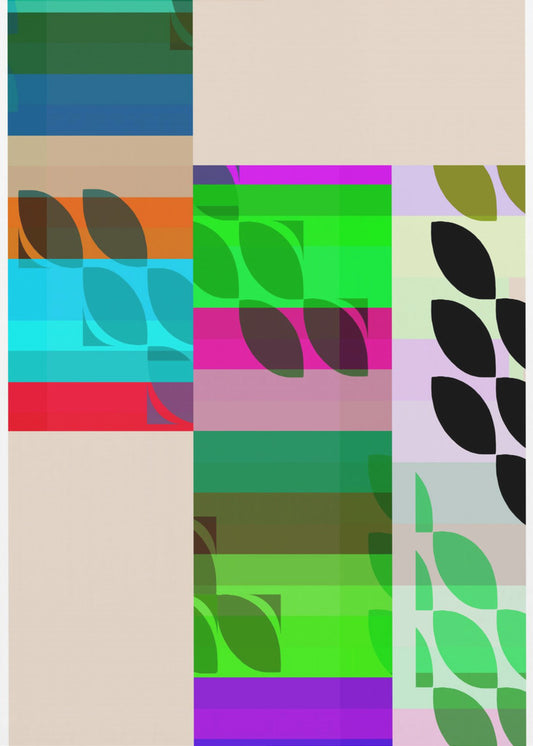 Vibrant Geometric Shapes And Leaf Patterns | Poster
