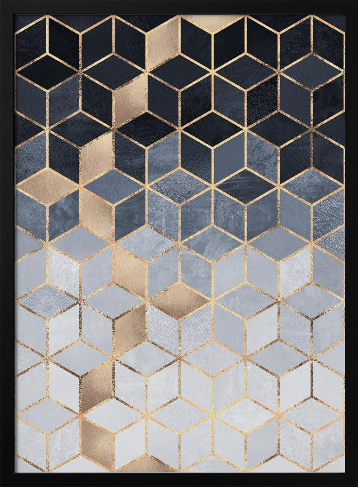 Soft Blue Gradient Cubes | Poster
