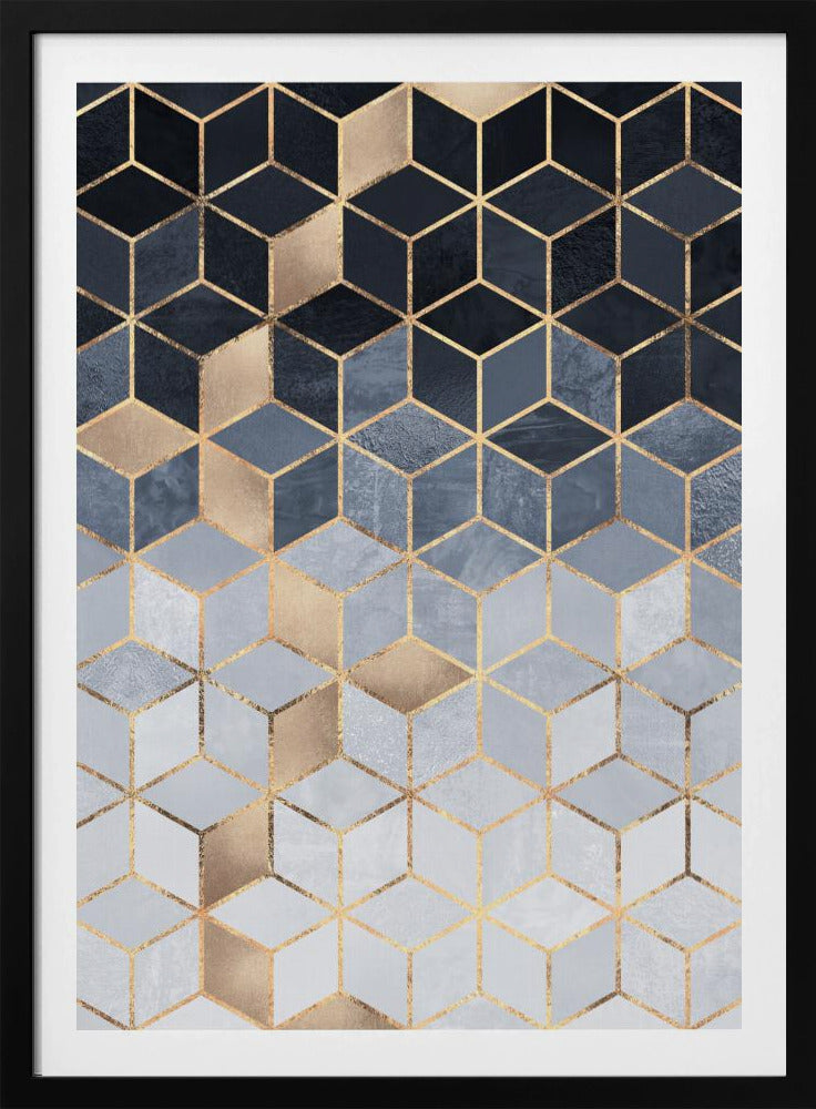 Soft Blue Gradient Cubes | Poster