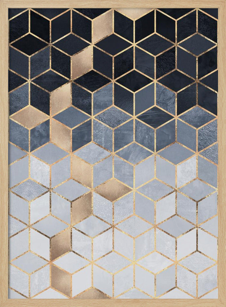 Soft Blue Gradient Cubes | Poster