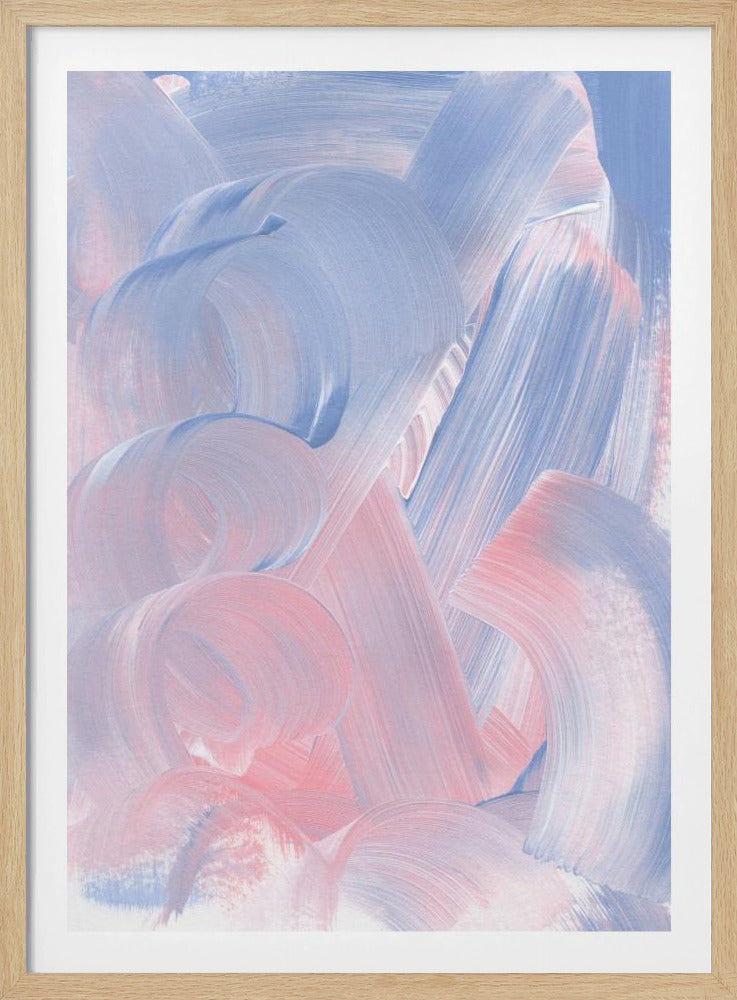 Pastel Brushstrokes In Blue And Pink Hues | Poster