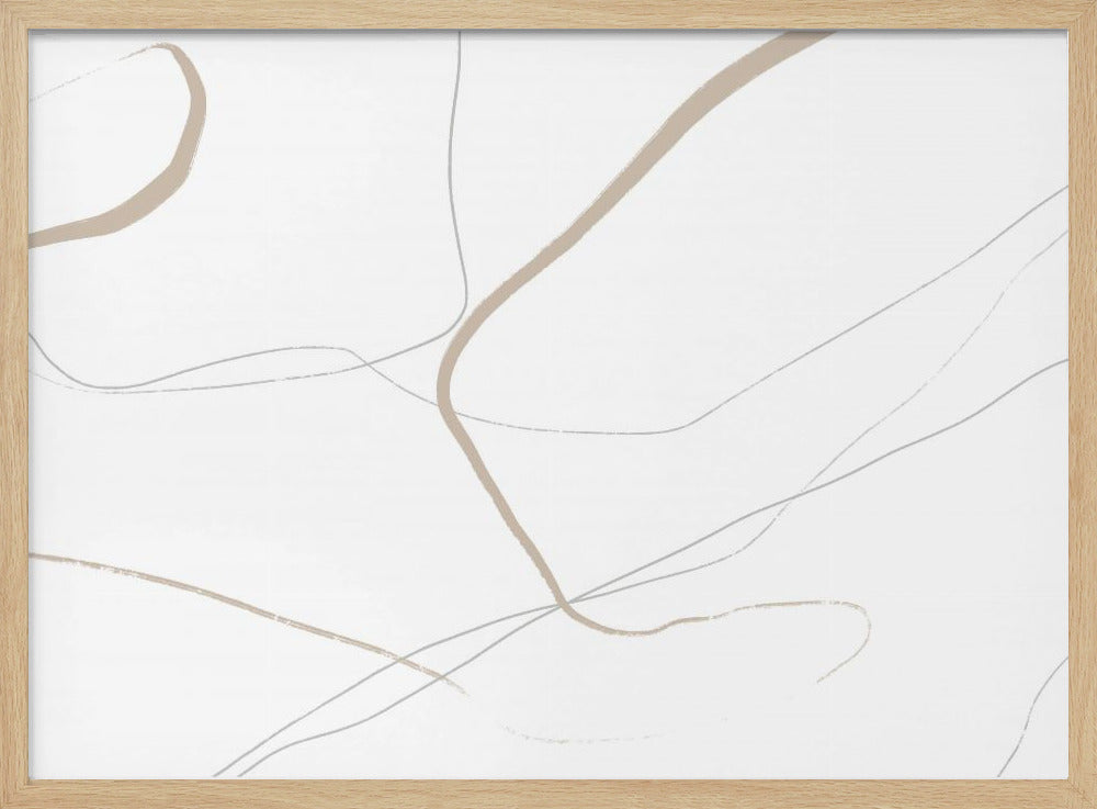 Beige And Gray Lines On A White Background | Poster