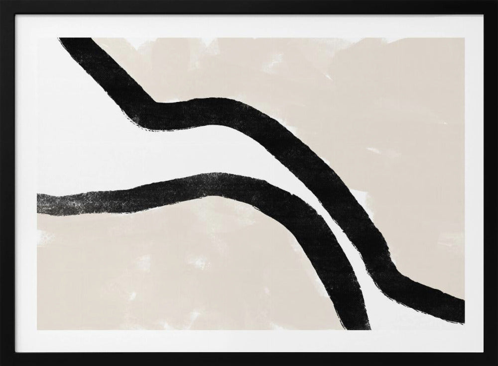 Black Curves On A Textured Beige Background | Poster