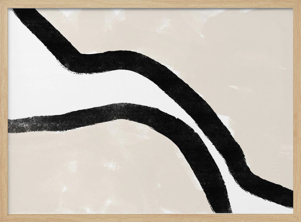 Black Curves On A Textured Beige Background | Poster