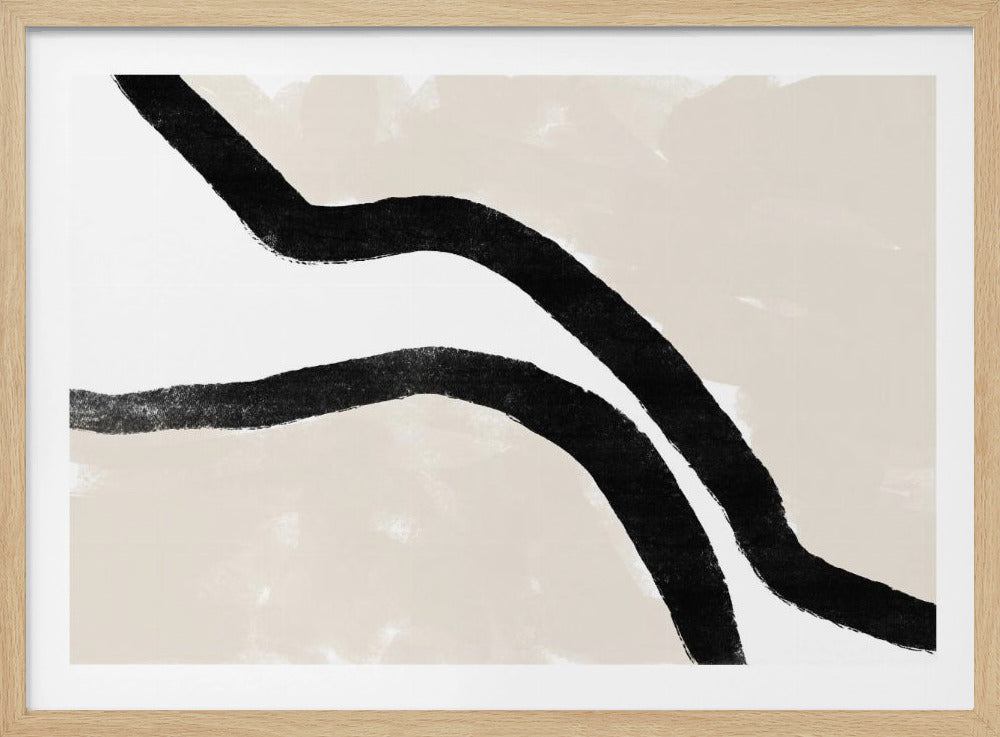 Black Curves On A Textured Beige Background | Poster