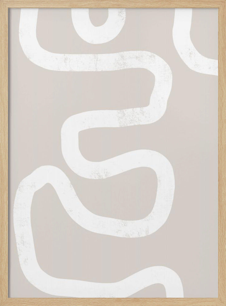 Fluid White Lines On A Beige Background | Poster