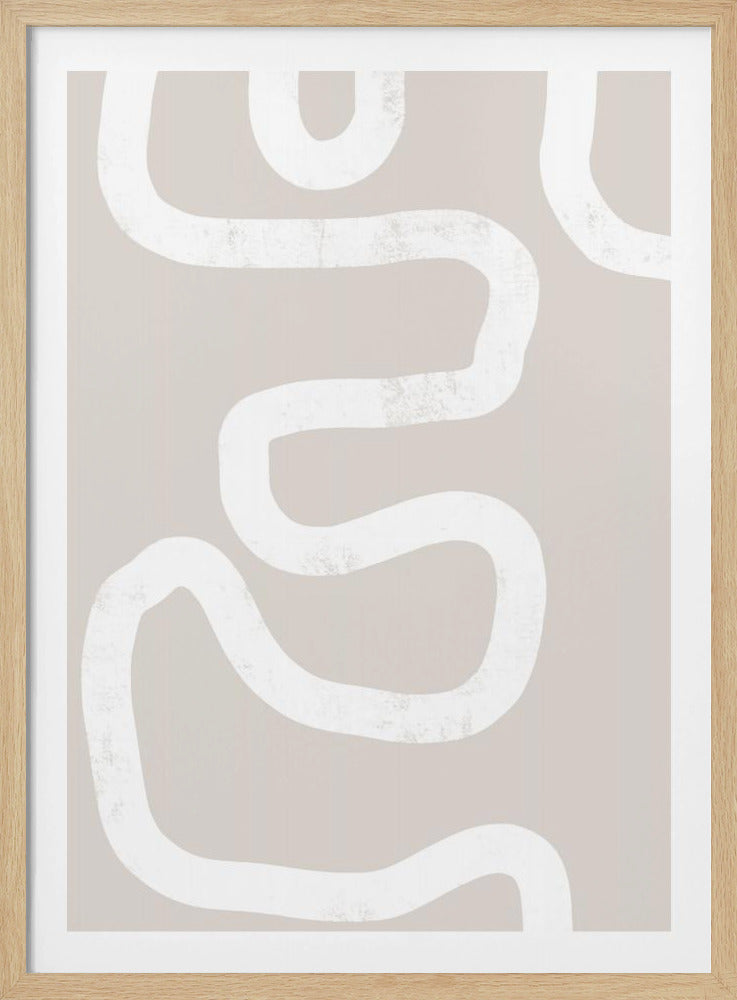 Fluid White Lines On A Beige Background | Poster