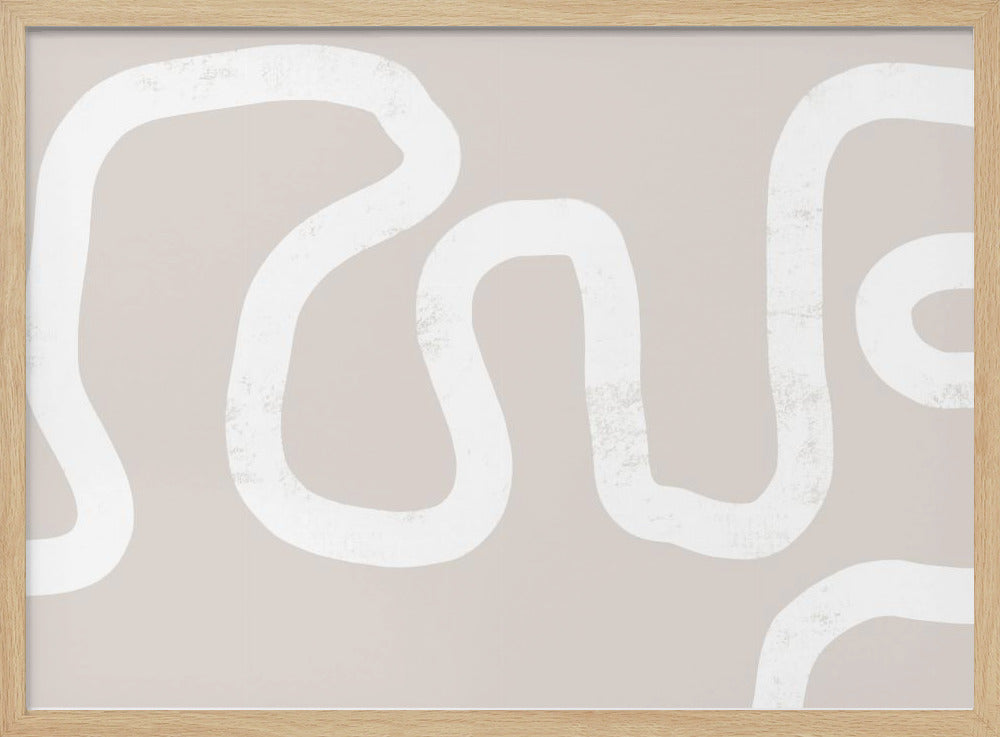 Fluid White Lines On A Beige Background | Poster