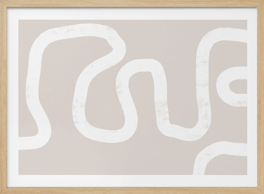 Fluid White Lines On A Beige Background | Poster