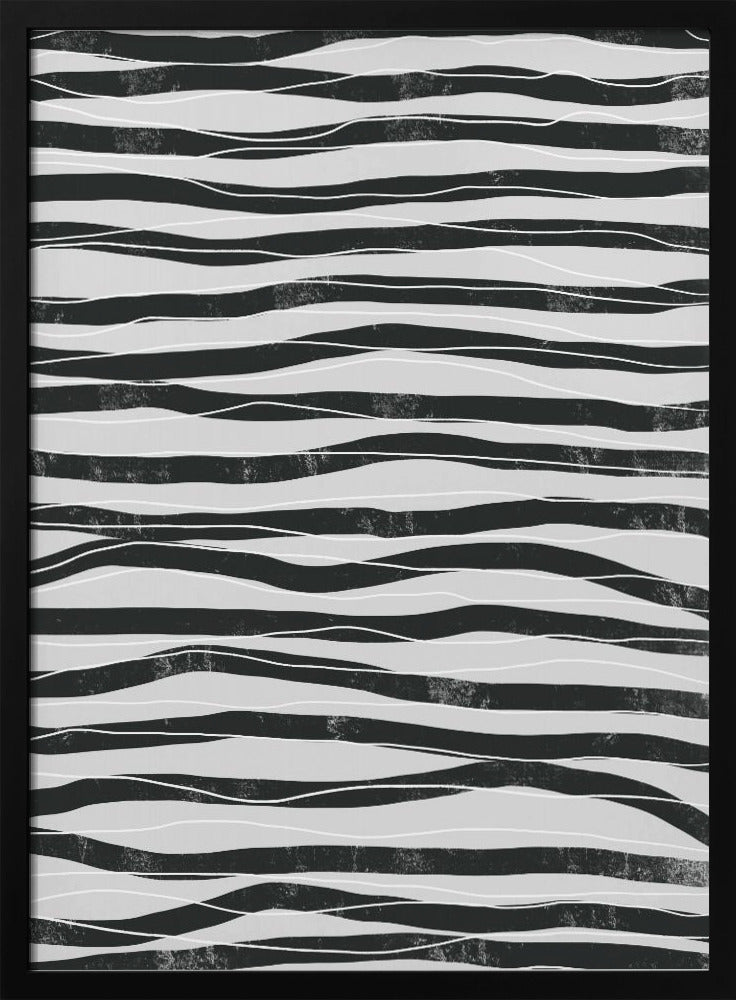 Black and White Waves Lines | Poster