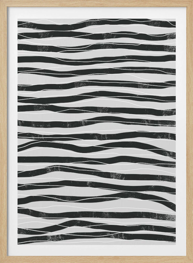 Black and White Waves Lines | Poster