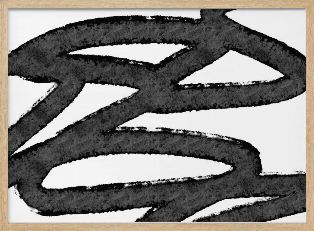 Black Brushstrokes On A White Background | Poster
