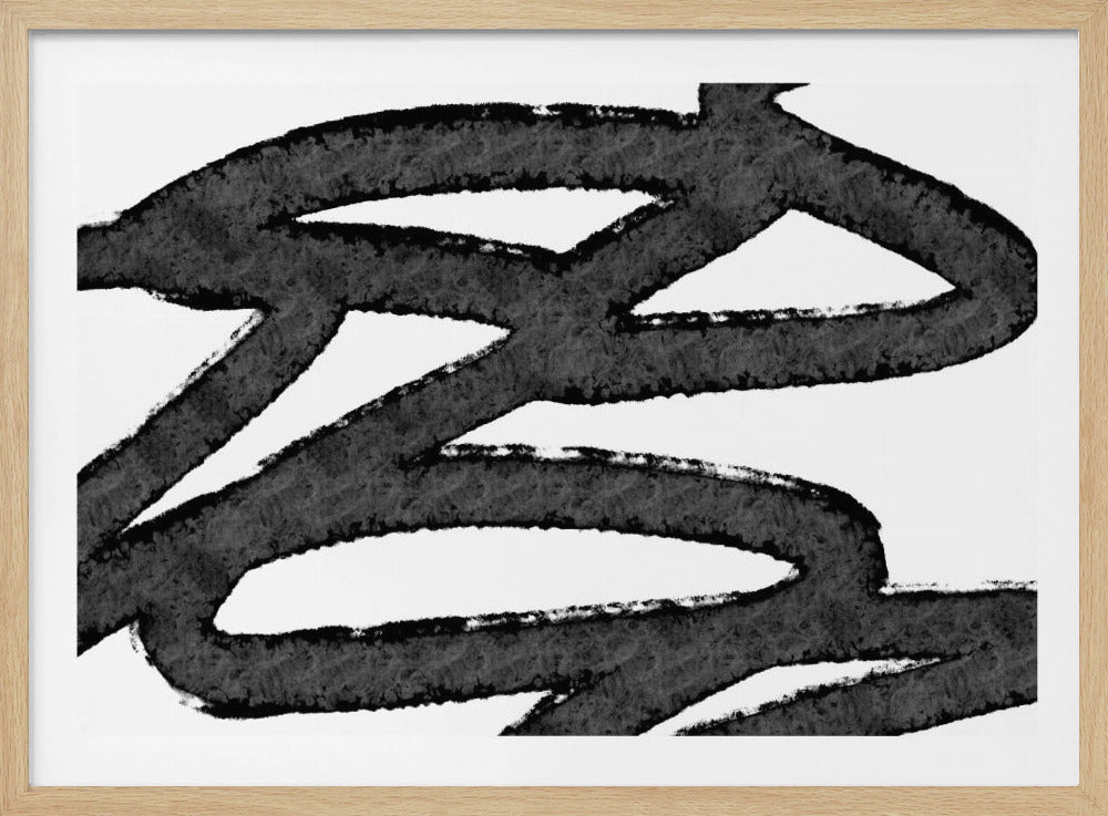 Black Brushstrokes On A White Background | Poster